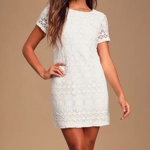 Lulu’s - White lace mini t-shirt dress